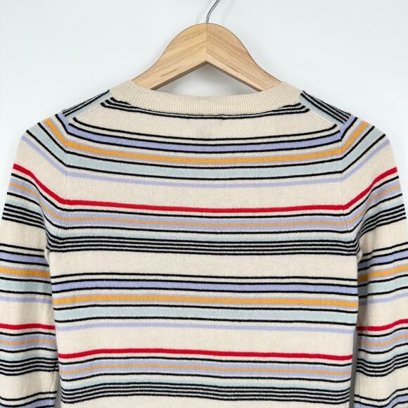 J. Crew Collection 100% Cashmere Striped Sweater Crew Neck Multicolor Pullover - Picture 7 of 11